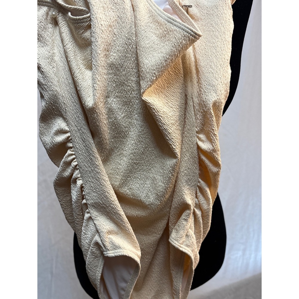 Summer Mae One Shoulder Textured Suit Champagne Ring Detail Ruched Japan Large - Picture 5 of 9
